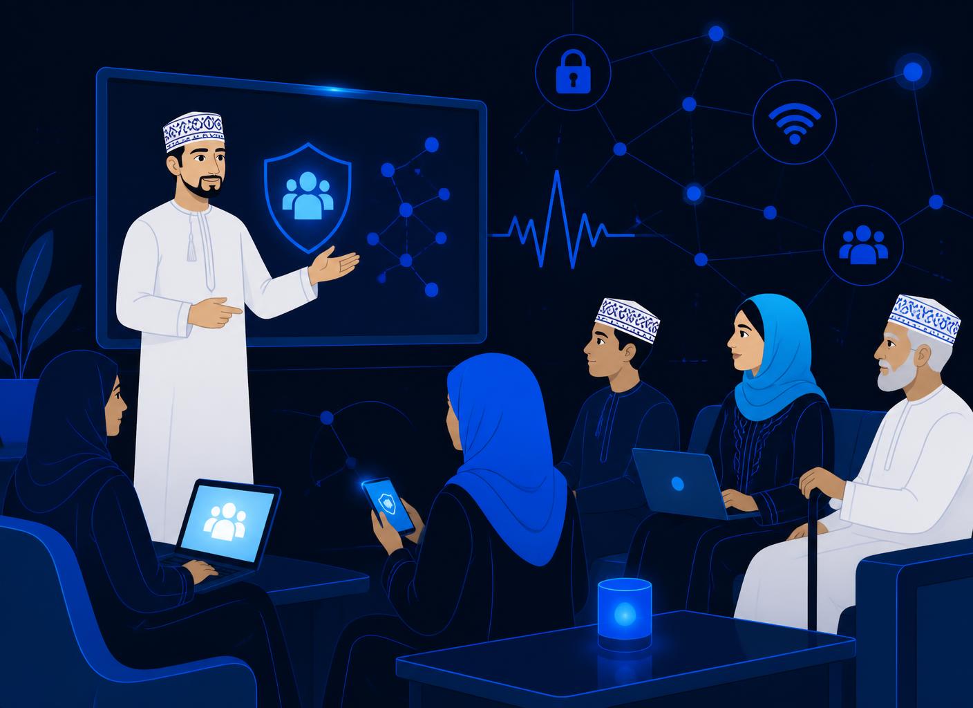 مدرب يقود جلسة توعوية مجتمعية تفاعلية
